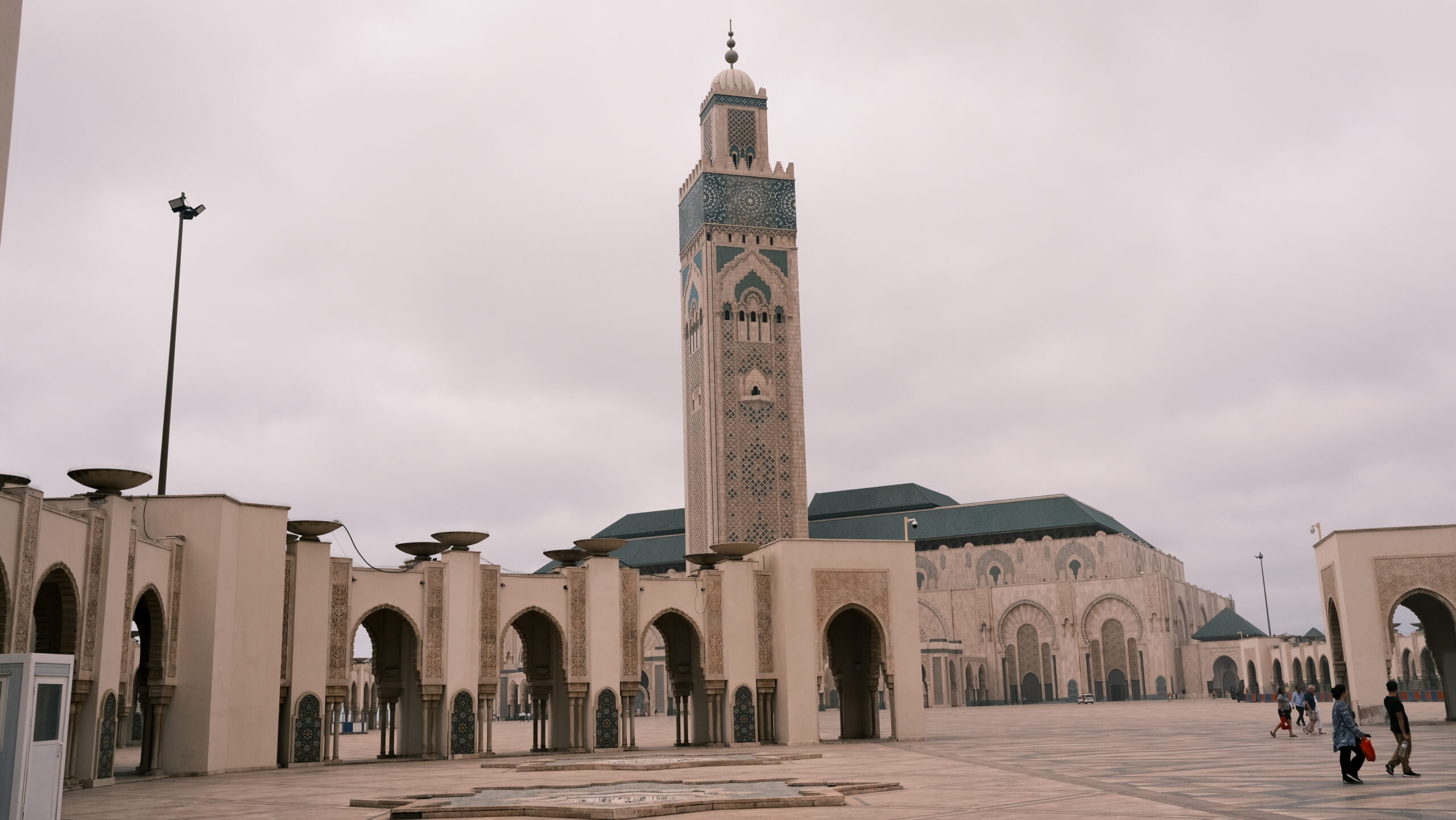 The majestic Hassan II Mosque soaring over the Atlantic Ocean