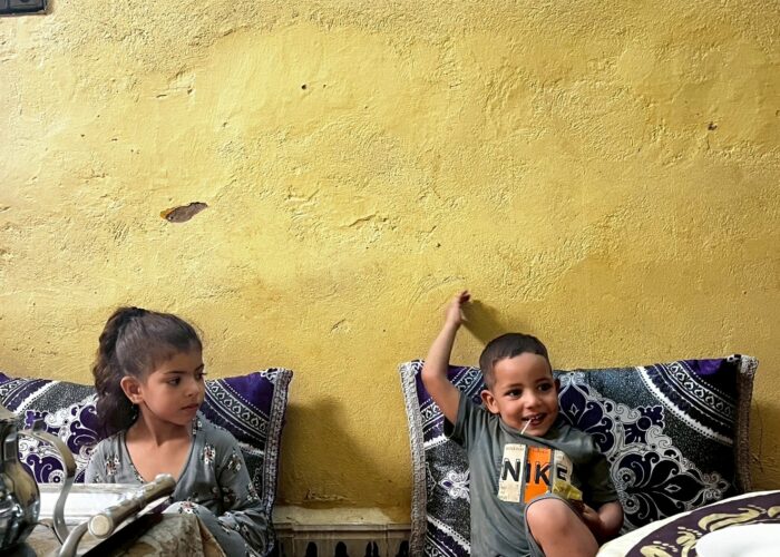 Berbers local kids in traditional berber house in Rissani