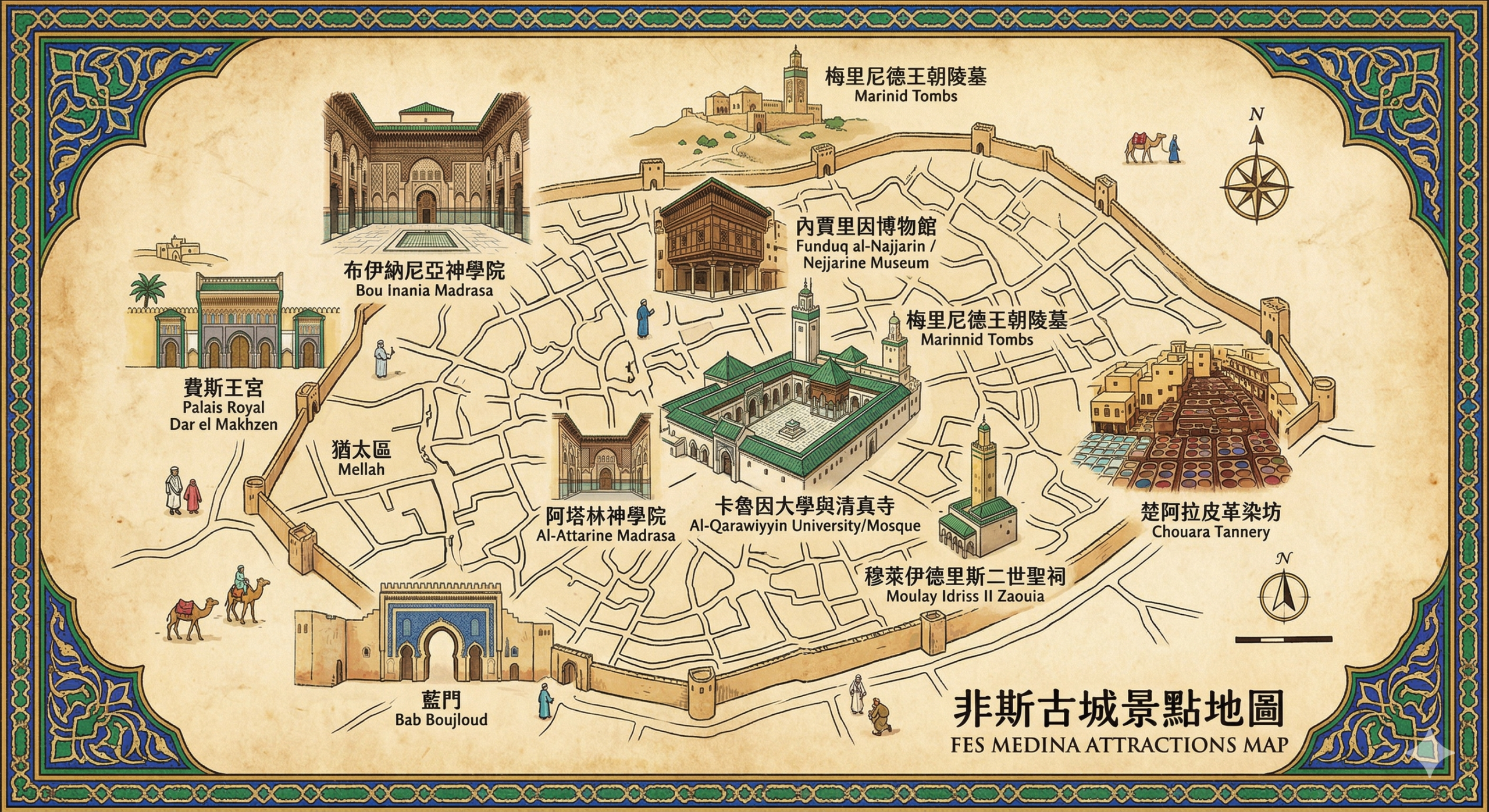 Map of Fes in Morocco