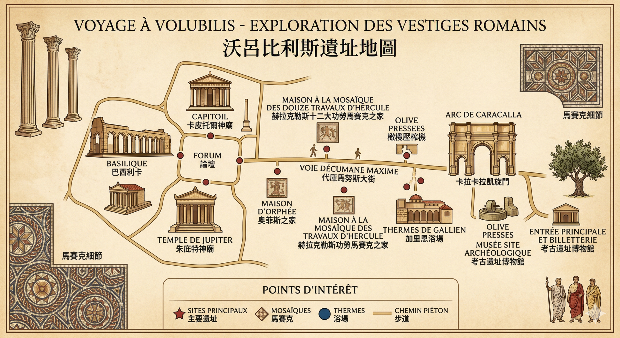 Map of Volubilis in Morocco